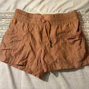 Athleta Cabo Linen Textured 4” Shorts Size 8 Rain Dance Sienna